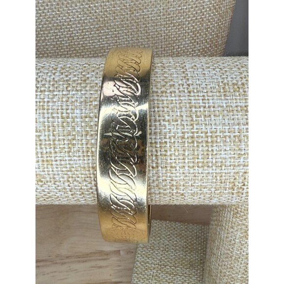 Marc Jacobs Gold Tone Bangle Bracelet With Braided Etched Design - 7" Medium Fit - Picture 1 of 16